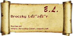 Broczky Lázár névjegykártya